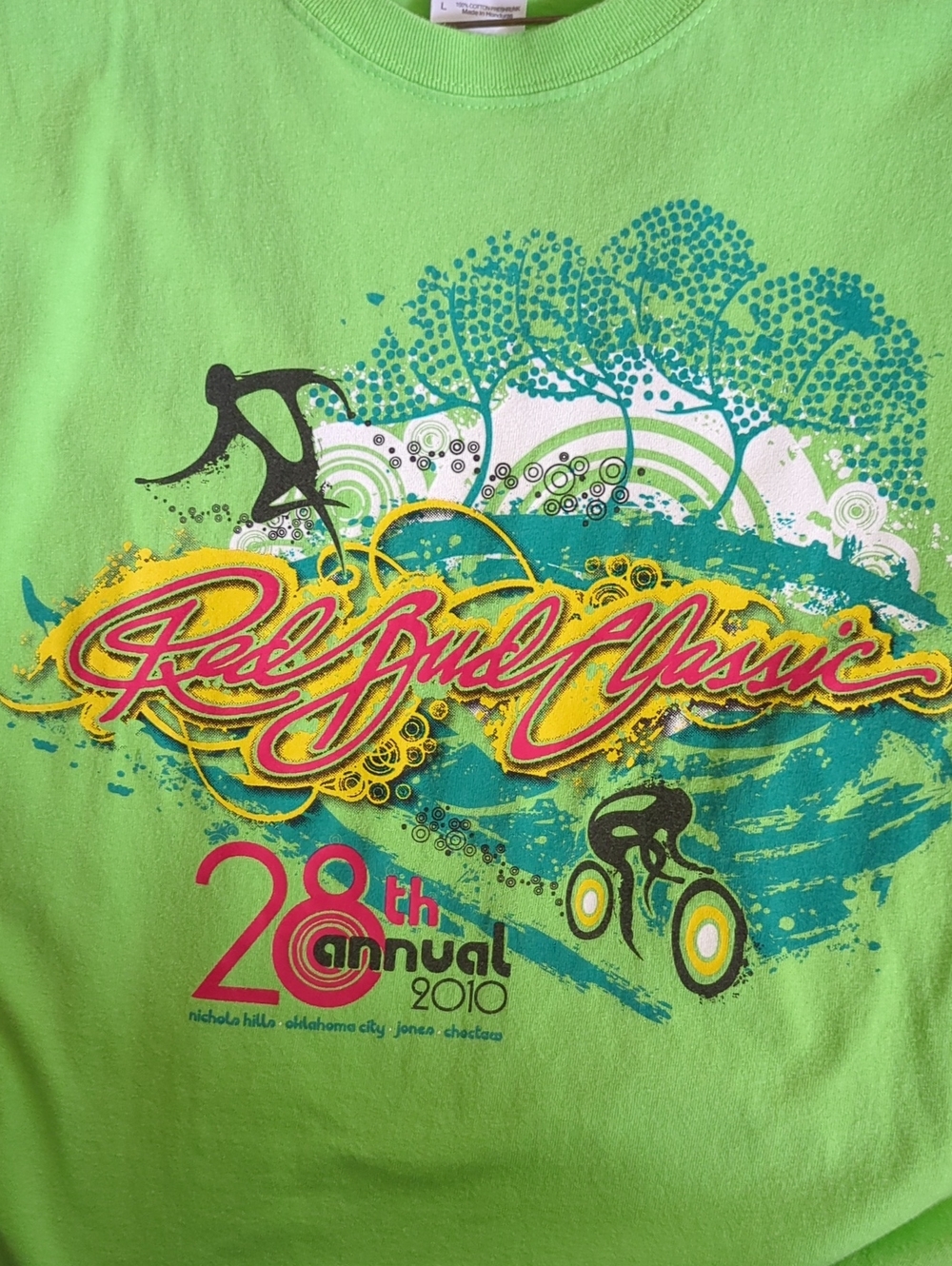 28th Annual Red Bud Classic 2010 Women's Lime Green OFFICIAL  T‑Shirt Size L